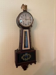 Vintage Winsome Strike 8 Day Pendulum Banjo Wall Clock New Haven Clock Co 8.5x27