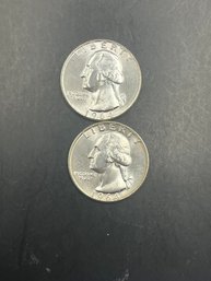 2 1964-D Uncirculated Silver Washington Quarters