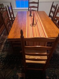 Shaker Trestle Dining Table With 6 Ladderback Chairs