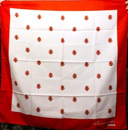 Leonardi Firenze 100% Silk Scarf Red White Fleur De Lis