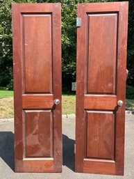 A Pair Of Mahogany 2 - Panel Solid Wood Doors - 24 Inch Wide