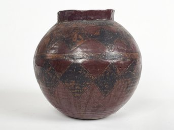 A Vintage Hand Thrown Art Ceramic Vessel By Thamaga Pottery, Botswana