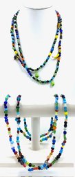 Pairing Of Bold Vibrant Colored Art Glass Bead Necklaces