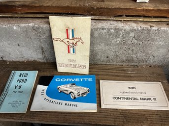 Lot Of Manuals 58 Corvette, 67 Mustang, 38 Ford V-8, 70 Mark III