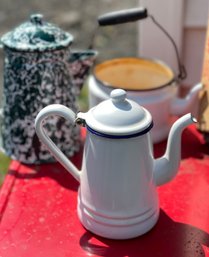 2 Cup Enamel Tea Pot W/ Hinged Lid