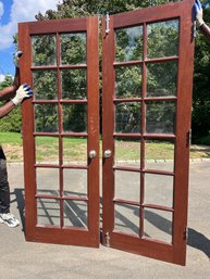 A Pair Of 12 Lite Mahogany French Doors - Interior