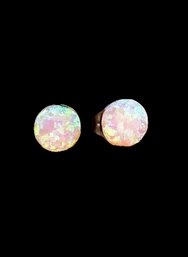 Vintage Sterling Silver Opal Stud Earrings