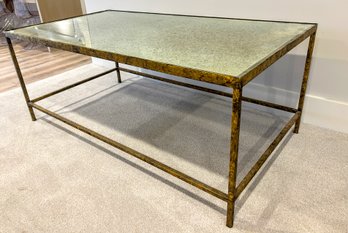 Lillian August Gold Leaf Antique Mirror Coffee Table