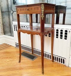 A Vintage Italian Export Marquetry Veneer With Ormolu Trimmed Telephone Table