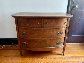 Antique Curved Front Oak Dresser