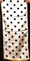 Designer Black Polka Dot On White Silk 52' Long X 10' Wide