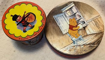Vintage Huntley & Palmer Winnie The Pooh Iced Biscuits For Children Tin - Shackman Coin Bank Tin With Handle