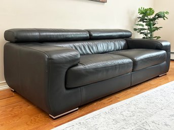 An Italian Modern 'Nicoletti' Sofa In Black Leather
