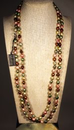 Elongated Strand Of Honora Cultured Multi Colored Pearls 52' Long