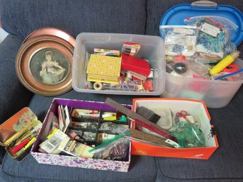 Huge Sewing Lot Buttons Needles Yarn Thread Tools