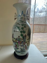 Large Oriental Decorative Vase With Stand