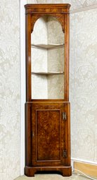 A Vintage Corner Cabinet In Crotch Mahogany Veneer