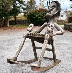 A Large Carved Teak Porch Rocker - Scary For Halloween!