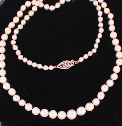 14K White Gold - Cream Pearl Strand Necklace