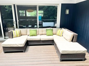 Woven Rattan 4-Pc Seating Group With Sunbrella Cushions