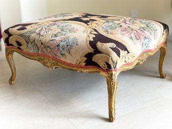 A Large Elegant Ottoman Coffee Table With Tapestry Print