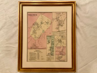 Framed Antique Greenwich Map