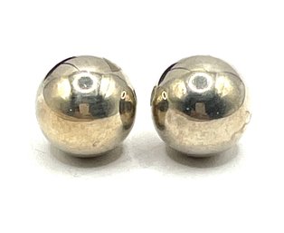 Vintage Large Sterling Silver Ball Stud Earrings