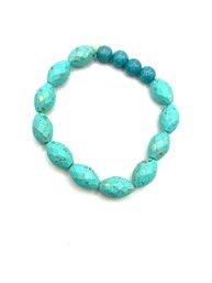 Southwestern Style Turquoise Color With Gold Specks Beaded Bracelet