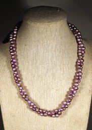Fine Strand Of Purple Colored Honora Cultured Pearl Necklace