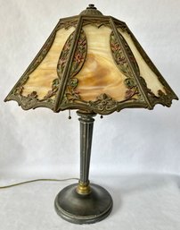 Vintage Slag Glass Art Nouveau Style Table Lamp In Working Condition