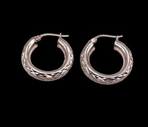 Beautiful Sterling Silver Etched Hoop Earrings