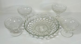 Set Of Glass Dessert/champagne Glasses And Bowl, Bubble Pattern
