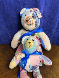 Vintage 2 Piece Quilt Teddy Bear Set