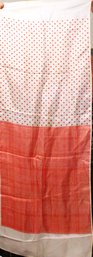 Fine Designer Silk Scarf Having Red And White Polka Dot Design 44' X 15'