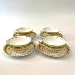 A Set Of 4 Antique Royal Ascot Bone China Tea Cups