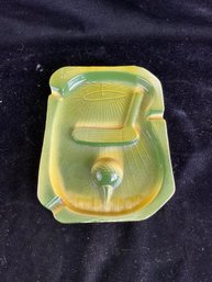 Pottery Glazed Golfing Ash Tray