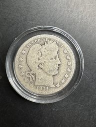 1911-D Barber Silver Quarter