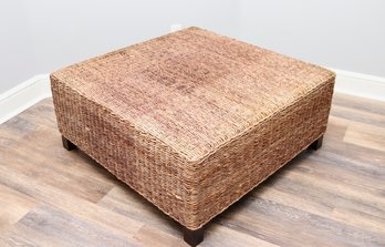 Seagrass Square Coffee Table / Ottoman With Block Feet