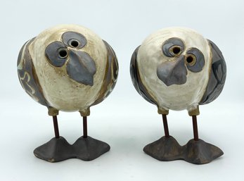 Pair Of Vintage Susan Davis Cape Cod Pottery Seagull Sculptures