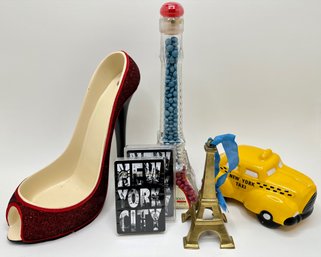 Glittery Red Shoe Figurine, Taxi, Restoration Hardward Eiffel Tower, New New York City Playing Cards  & More