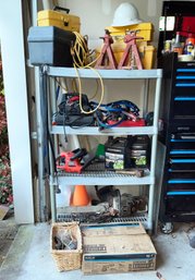 A Garage Shelf And Contents