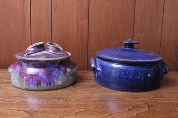 2 Fun Multi-Colored Vintage Stoneware Items