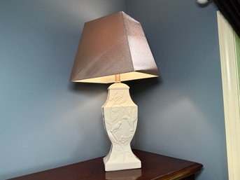 Ceramic Lamp With Raised Bird Design