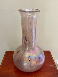 Large Gorgeous Mouth Blown Glass Vase Murano Style