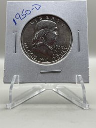 Beautiful 1950-D Benjamin Franklin Silver Half Dollar