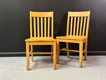 A Second Pair Of Vintage Oak Chairs
