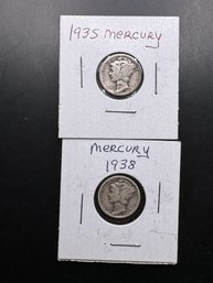 2 Mercury Dimes 1935, 1938