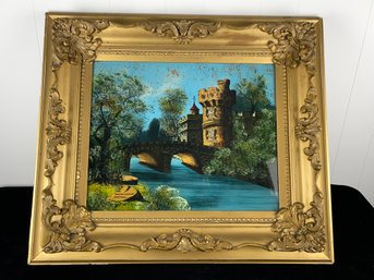 English Castle Framed Painting