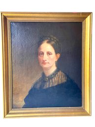 Antique 19th Century Oil On Canvas Lady's Portrait By Jared Bradley Flagg (american 1820-1899)