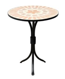 Round Terracotta Stone Mosaic Bistro Accent Table